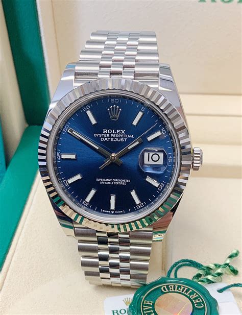 rolex datejust blue baton dial|Rolex blue dial Datejust price.